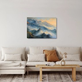 Sklenený obraz - Maľovaná horská krajina (70x50 cm)