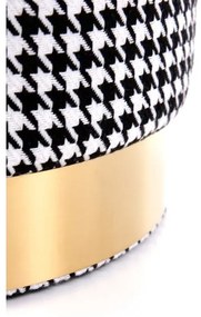 Taburet ARUNA pr. 36 cm biela/čierna/zlatá