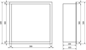 Mexen X-Wall-R, polica na zapustenie s prírubou  30 x 30 cm, grafitová matná - 19E0303010