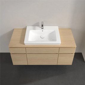 VILLEROY &amp; BOCH Legato závesná skrinka pod umývadlo (umývadlo v strede), 5 zásuviek, 1200 x 500 x 550 mm, Nordic Oak, B68300VJ