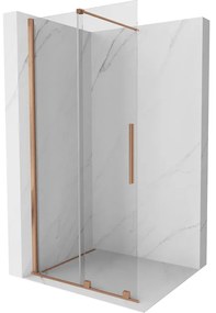 Mexen Velar, posuvné dvere do otvoru typ Walk-In 75 cm, 8mm číre sklo, medená matná, 871-075-000-03-65
