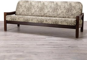 Bielastické poťahy MARMO béžové trojkreslo s drevenými rúčkami (š. 150 - 200 cm)