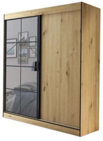 Šatníková skriňa 180 cm Oklahoma 2 (dub artisan + čierna). Vlastná spoľahlivá doprava až k Vám domov. 1043176