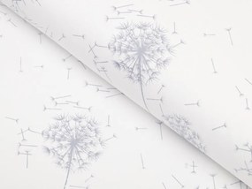 Biante Dekoračný záves Sofia SF-008 Strieborné jesenné púpavy na bielom 150x140 cm