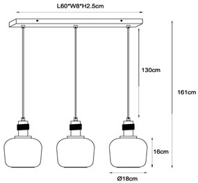 Lucide 45408/03/62 - Luster na lanku ILONA 3xE27/40W/230V čierna/béžová