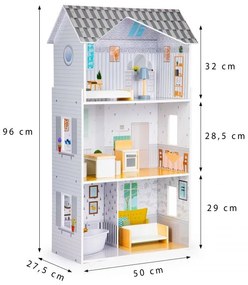 Drevený domček pre bábiky s nábytkom