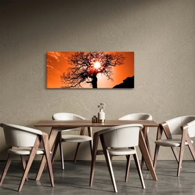 Obraz - Dub pri západe slnka (120x50 cm)