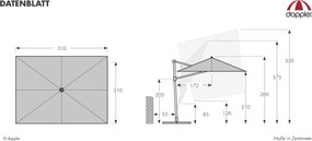 Doppler ACTIVE 310 x 210 cm - moderný slnečník s bočnou nohou - 2. akosť (S301)