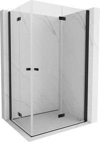 Mexen Mist-F Duo, skladací sprchový kút 75 x 110 cm, číre sklo, čierny profil, 8A6-075L-110P-70-00