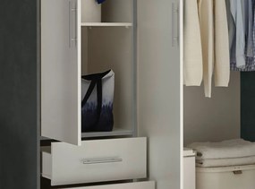 Šatníková skriňa Valencia,155 cm, optika šedého kovu/biela