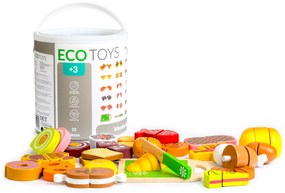 Drevené jedlo na krájanie 23 ks – set ECOTOYS