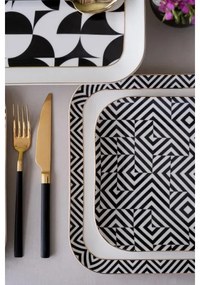 26-dielna jedálenská súprava z kvalitného porcelánu – biela/čierna