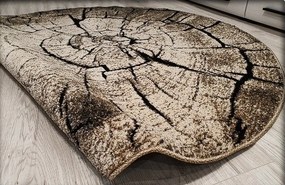 HU Okrúhly Hnedý koberec Loft vzor peň