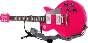 Detská elektrická gitara s mikrofónom a slúchadlami ružová