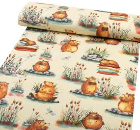 Biante Detské bavlnené posteľné obliečky do postieľky Sandra SA-710 Kapybary na krémovom Do postieľky 100x135 a 40x60 cm