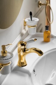 Sapho Sapho, KIRKÉ WHITE stojánkova drezová batéria, biela páčka, zlatá lesklá, KI14BZ