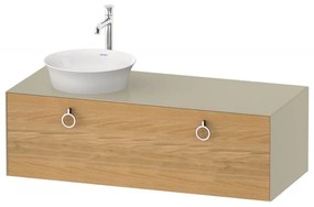 DURAVIT White Tulip závesná skrinka pod umývadlo na dosku vľavo, 1 zásuvka, 1300 x 550 x 408 mm, dub prírodný masív/taupe vysoký lesk, WT4982LH5H3