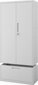 Modulárna kovová multifunkčná skriňa s vysokou zásuvkou sivá MEGAN 1950 x 900 x 400 mm