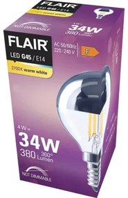 LED žiarovka FLAIR G45 E14 / 4 W ( 34 W ) 380 lm 2700 K strieborná číra
