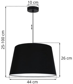 Závesné svietidlo Gaja, 1x čierne textilné tienidlo, (fi 44cm), b