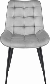 Set dvoch jedálenských stoličiek BERA zamatové strieborné / čierne nohy (2 ks)