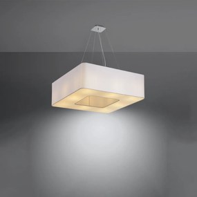 Závesné svietidlo Urano, 1x biele textilné tienidlo, (biely plast), (60 cm)