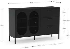 Čierna komoda 140x90 cm Diora – Marckeric