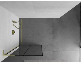 Mexen Kioto L, sprchová zástena Walk-In 80 x 200 cm, 8mm číre sklo čierny vzor, zlatý lesklý profil,800-080-103-50-77