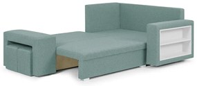 Rozkládací rohová sedací souprava MODO3 + 2 Taburety Mentolová