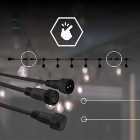 LED vonkajšia dekoratívna svetelná reťaz 10xE27/1W/230V 6,44 m IP44 čierna