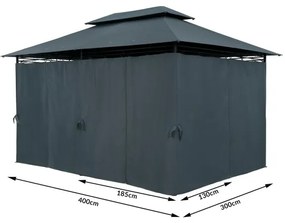 Záhradný Altánok Pavilón TOPAS 4x3m sivá
