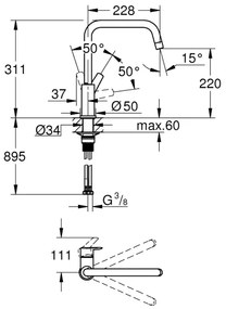 GROHE 30630000 - Drezová batéria START 311 mm lesklý chróm