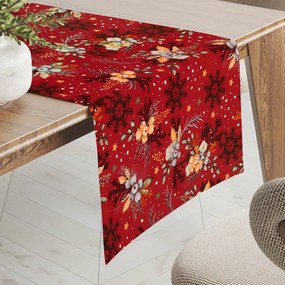 Biante Bavlnený behúň na stôl Sandra SA-714 Vianočné cezmíny na červenom 45x180 cm