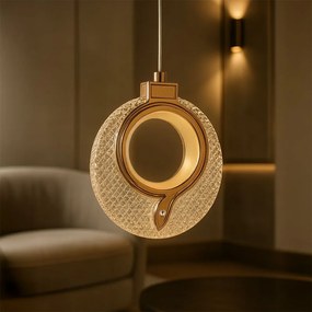 Toolight Toolight, LED krištáľové závesné svietidlo 18x17cm, 12W, 3000K, LHJ110-1CP, ružové zlato, OSW-60051