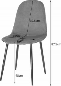 AKCIA Tmavosivá zamatová stolička COMO s čiernymi nohami II. akosť