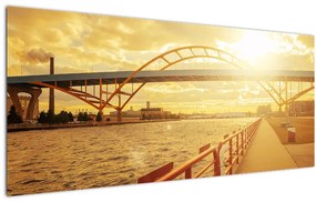 Obraz mosta pri západe slnka (120x50 cm)