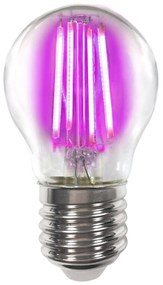 Farebne svietiace E27 4 W LED žiarovka, ružová