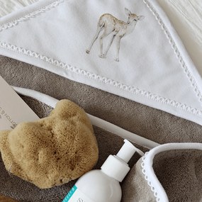 Novorodenecká osuška s kapucňou čokoládová 80x80cm