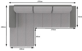 Rohová sedačka s rozkladom a úložným priestorom Otelo L - svetlosivá / čierna