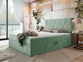 Moderný boxspring posteľ Silena 180x200cm,svetlo zelená Magic Velvet