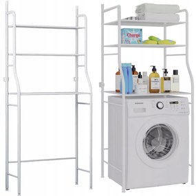 VERK GROUP Kúpeľňový regál nad práčku s 3 policami, biely, 153 x 65 x 25 cm
