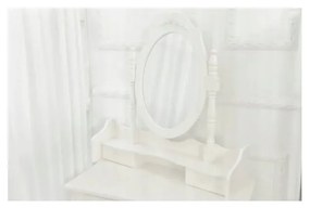 SUPPLIES RETRO toaletný stolík s taburetkou - biely