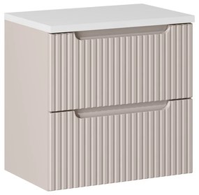 Závěsná skříňka Nova Cashmere II s deskou 60 cm kašmírová/bílá