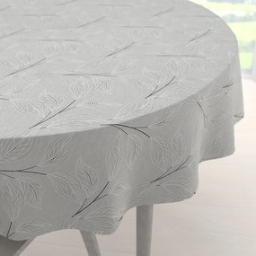 Biante Dekoračný okrúhly obrus Leona LN-165 Popínavé lístky na sivom Ø 100 cm