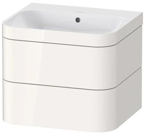 DURAVIT Happy D.2 Plus c-bonded závesná skrinka s nábytkovým umývadlom bez otvoru, 2 zásuvky, 575 x 490 x 480 mm, biela vysoký lesk, HP4635N2222