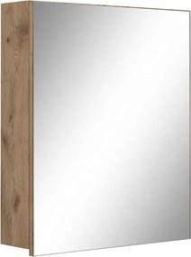 Závesná kúpeľňová skrinka so zrkadlom v dekore duba v prírodnej farbe 60x70 cm Wisla – Støraa
