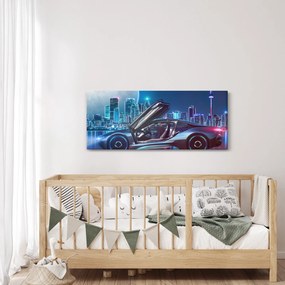 Obraz závodného auta v noci (120x50 cm)