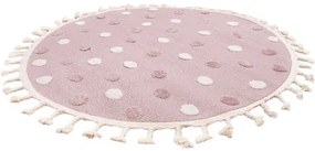 Koberec Skandi Kids A2565A so strapcami ružový / krémový kruh
