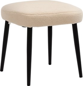 HOMCOM Taburetka Štvorcová Vanity Taburetka Podnožka s Vzhľadom Kašmíru, Oceľové Nohy, do Obývačky, Spálne, Béžová, 42 x 42 x 43 cm | Aosom