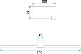 Toolight Toolight, LED nástenné svietidlo, 60cm, 12W, 4000K, 1000lm, SWE047-1W, zlatá matná, OSW-20147